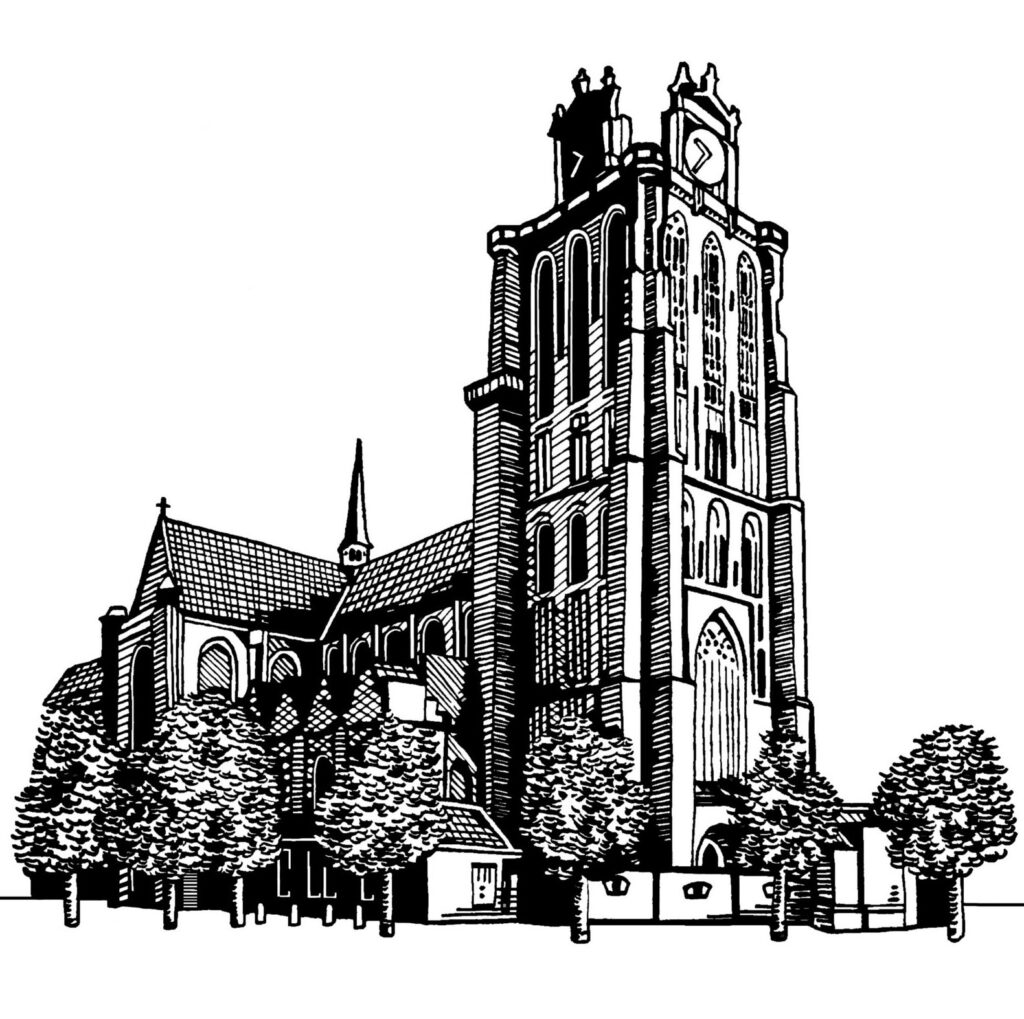 Grote kerk Dordrecht. Geschiedenis van de kerk.